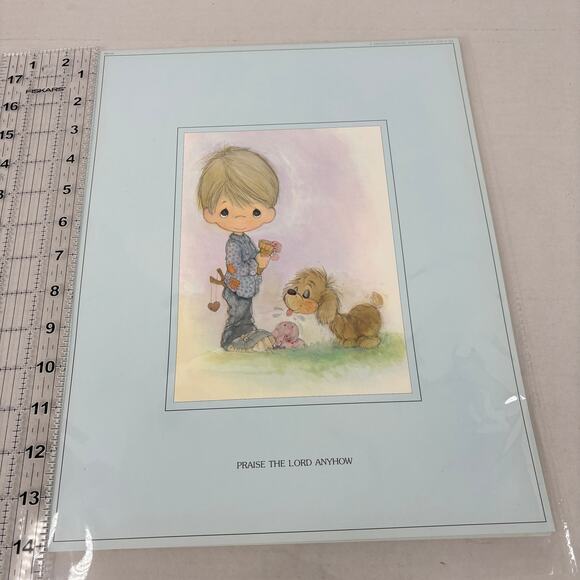 Precious Moments Art Print Praise The Lord Anyhow 14 Inch Jonathan & David - Picture 4 of 8